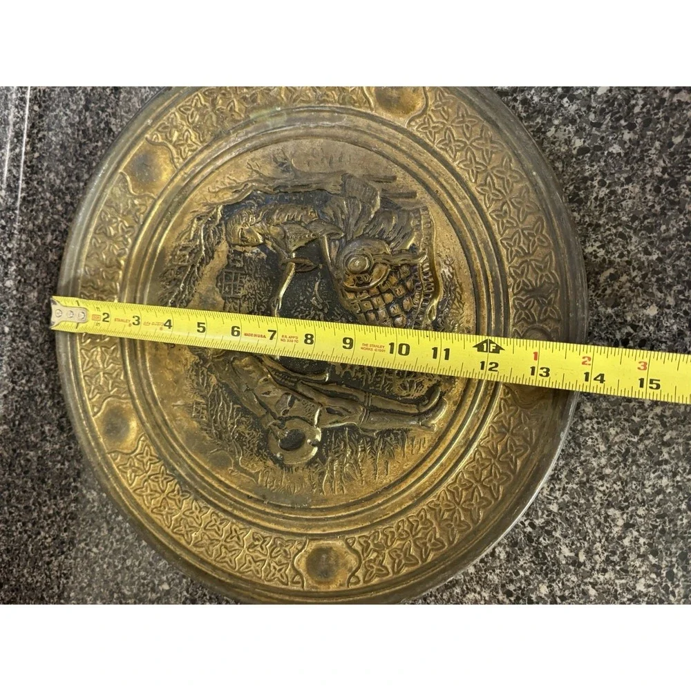 Vintage Embossed‎ Brass Wall Plate 14